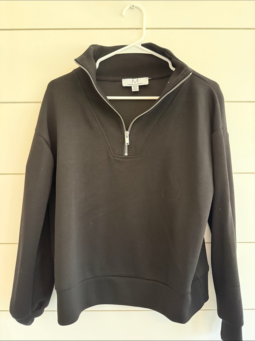 Magaschoni women’s  Zip-Front Pullover Sweater - Black